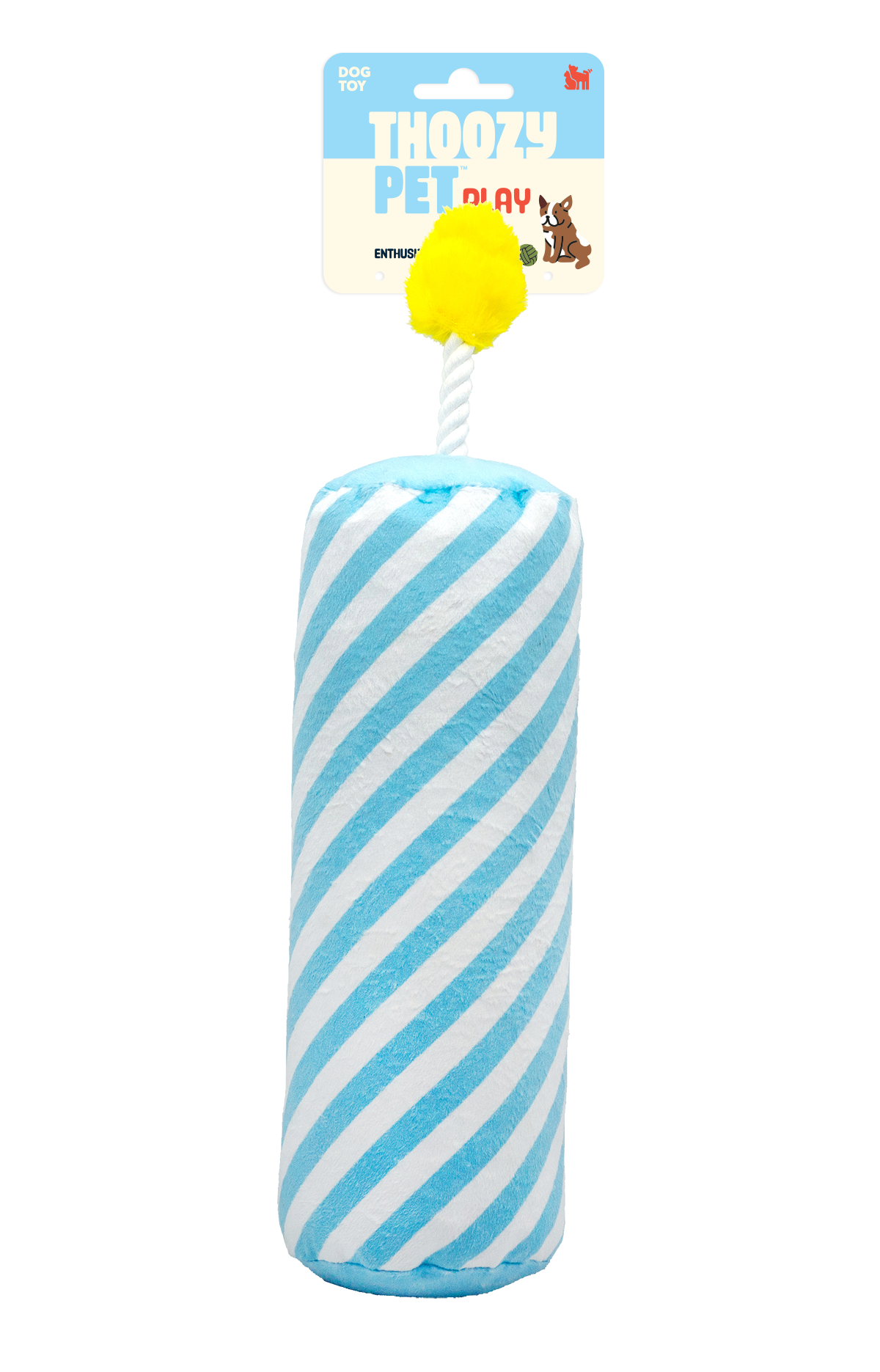 ThoozyPet Birthday Candle Blue w/ Rope 16"