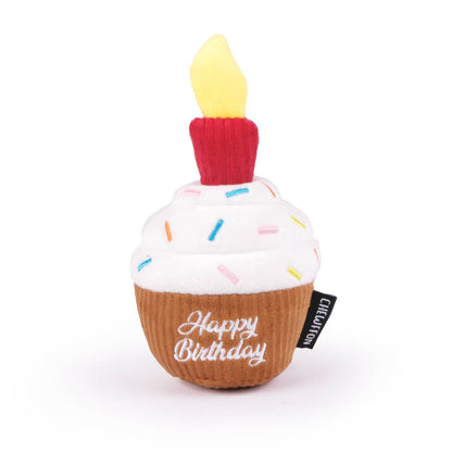 CHEWFFON Cupcake Dog Toy Interactive Squeaky Birthday Treat