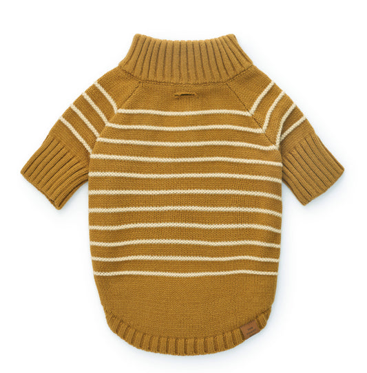 Mustard Stripe Quarter-Zip Sweater