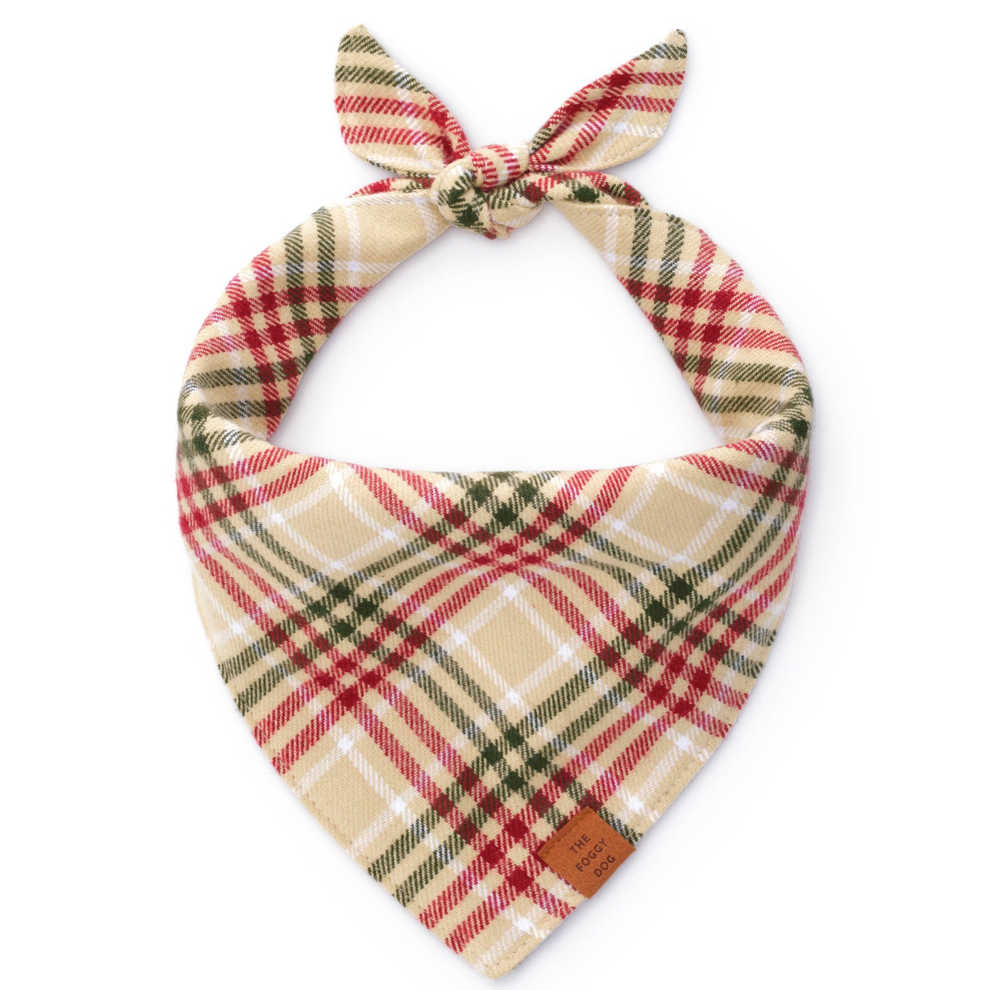 Foggy Dog Eggnog Plaid Flannel Bandana