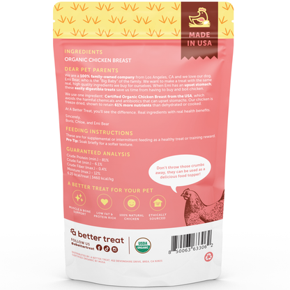 Organic Freeze Dried Chicken Breast Dog and Cat Treats