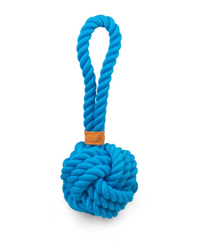 ThoozyPet Ball Tug Rope Blue 5"