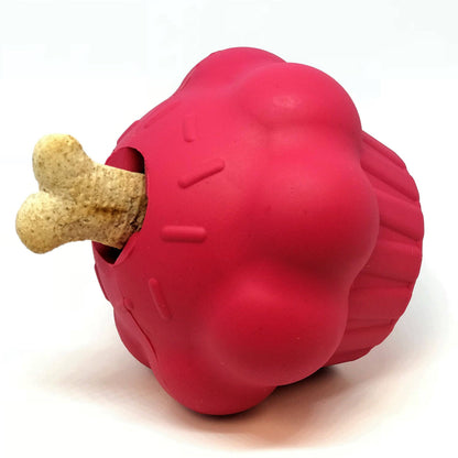 Cupcake Rubber Chew Toy & Treat Dispenser - Pink