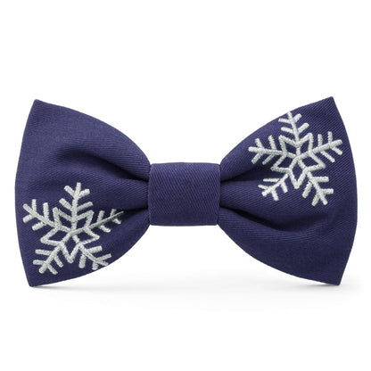 Snowflakes Embroidered Dog Bow Tie