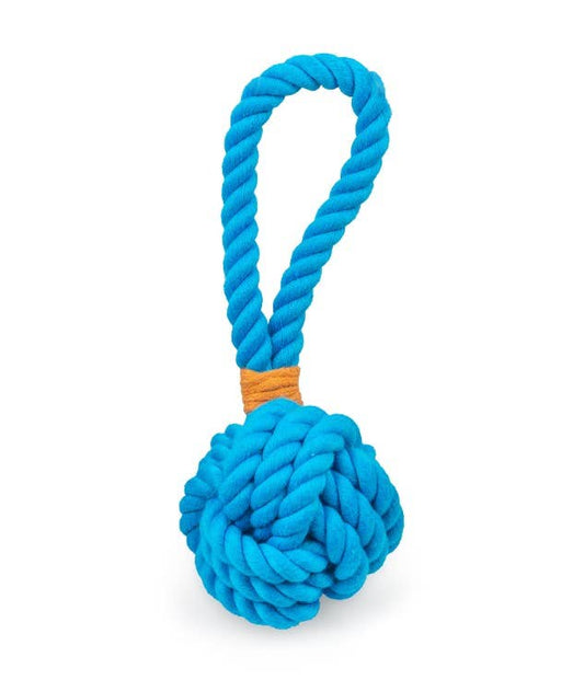 ThoozyPet Ball Tug Rope Blue 3"