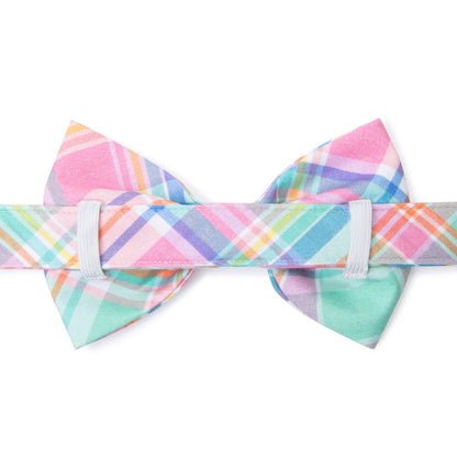 Blooming Plaid Spring Easter Dog Bow Tie