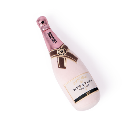 CHEWFFON Pink Champagne Bottle Plush Squeaky Dog Toy