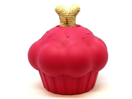 Cupcake Rubber Chew Toy & Treat Dispenser - Pink