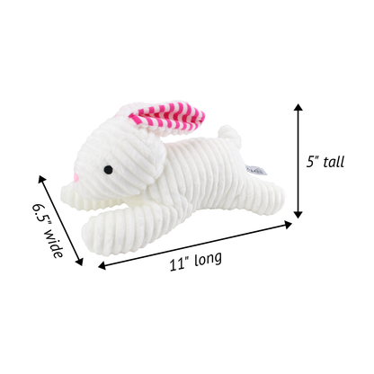 Midlee Stripe Ears White Easter Rabbit Dog Toy