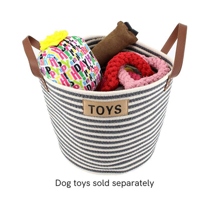 Midlee Cotton Rope Pet Toy Storage Basket