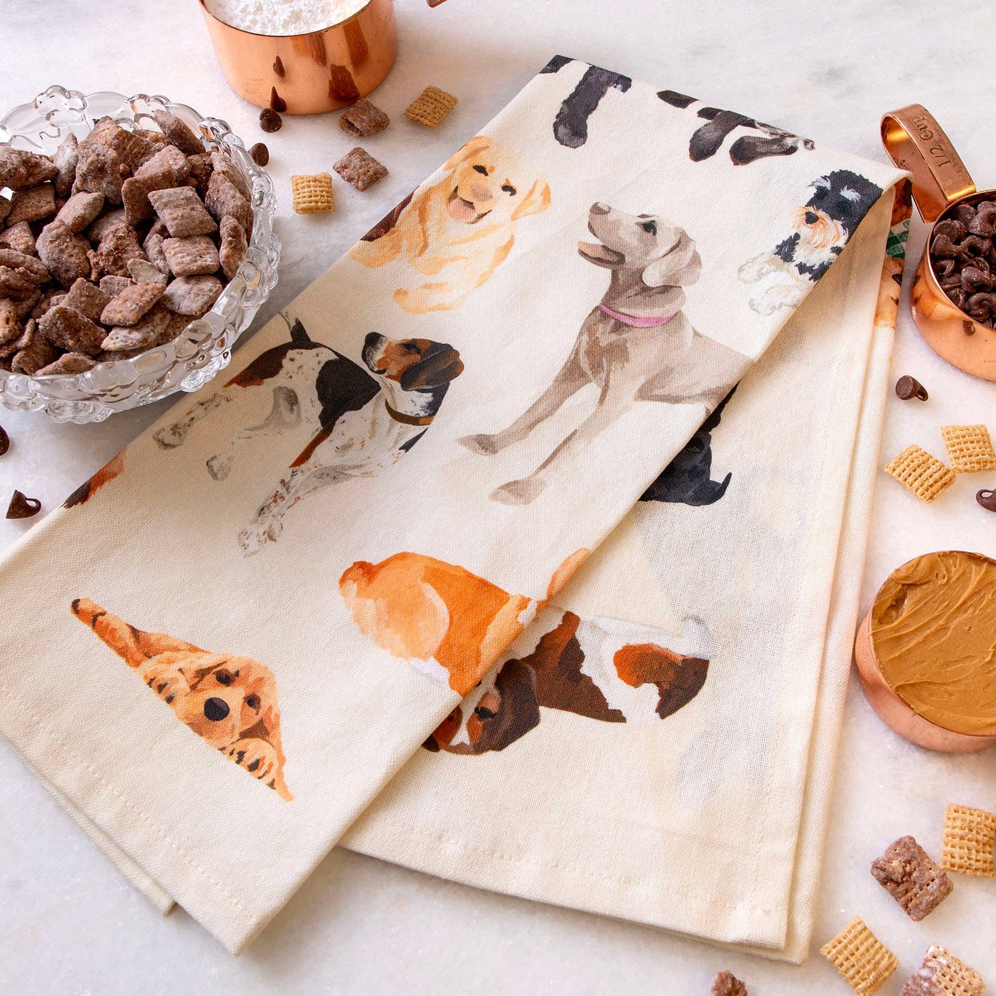 Furry Friends Dogs Tan Kitchen Towel