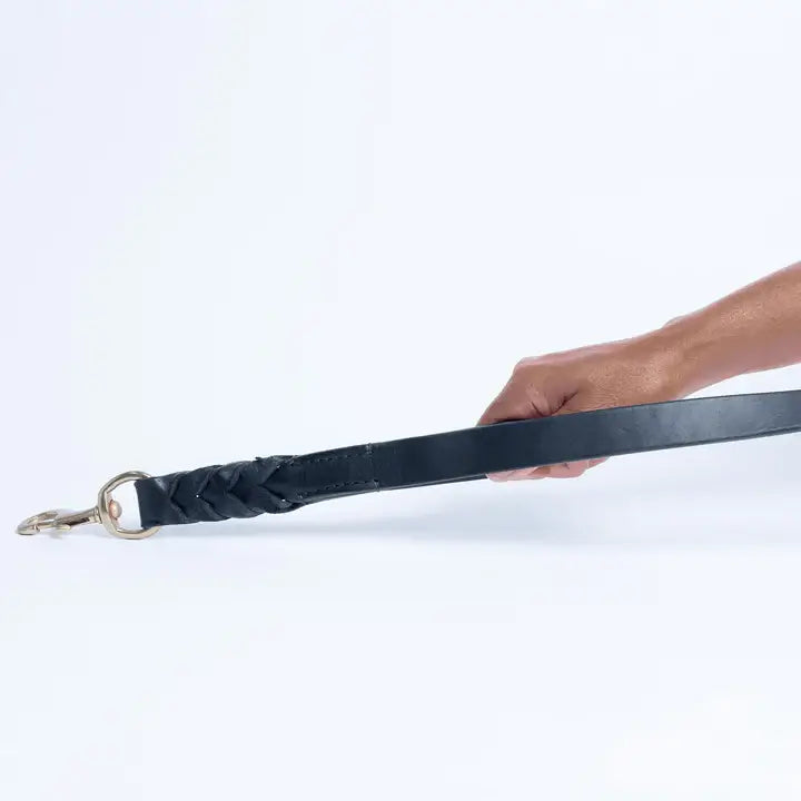 Leather Braided Leash DBL Handle by ANGEL™