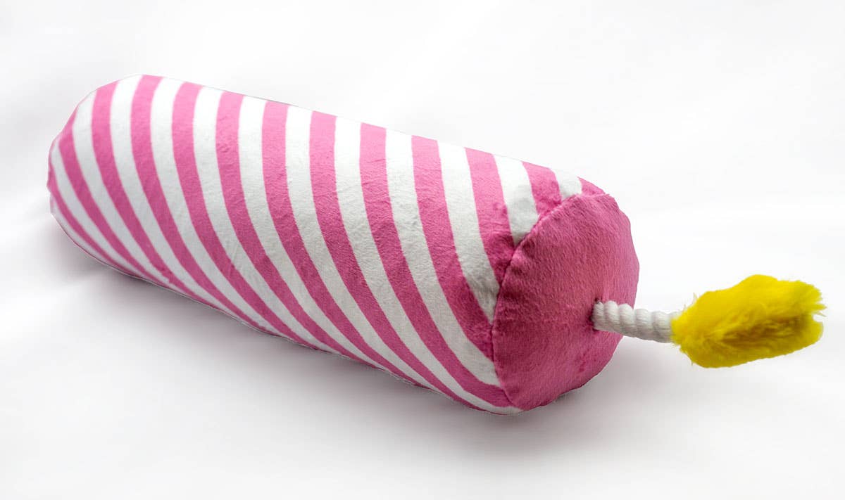 ThoozyPet Birthday Candle Pink w/ Rope 16"