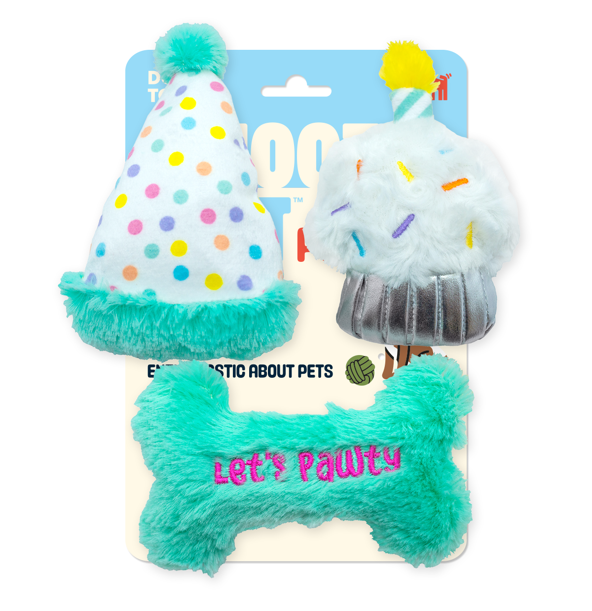 ThoozyPet Birthday 3pk Small Toys 5.5"