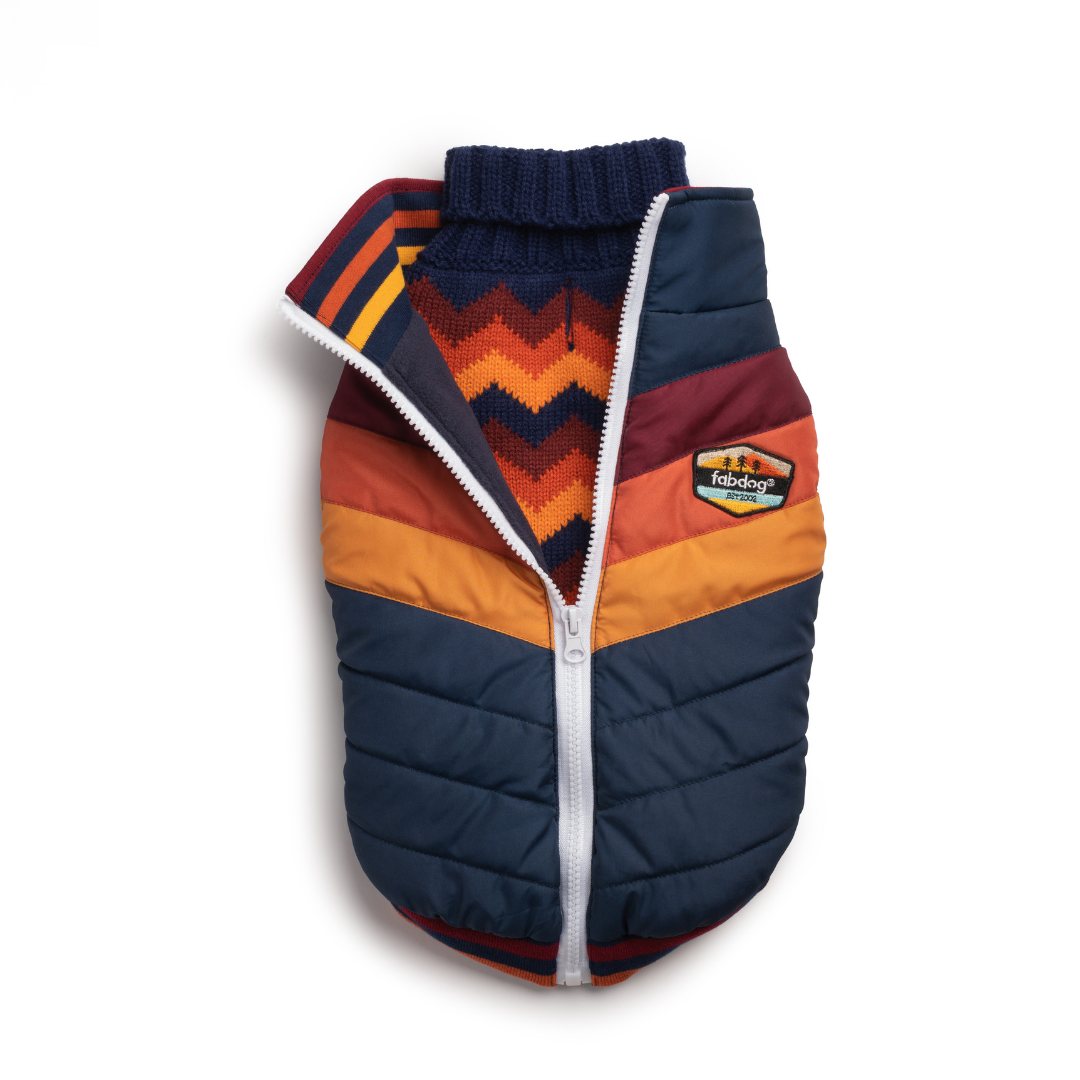 Chevron Dog Coat Navy