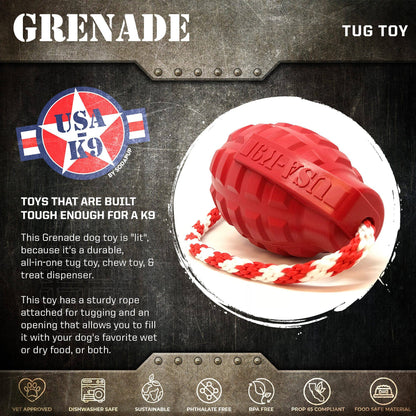 USA-K9 Grenade - Chew Toy - Reward Toy Red