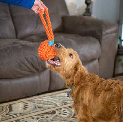 ThoozyPet Ball Tug Rope Orange 5"