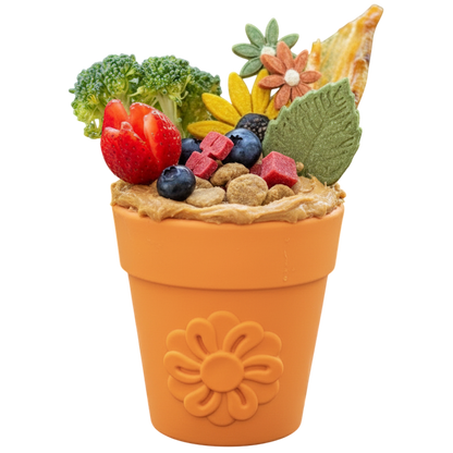 Flower Pot Durable Rubber Treat Dispenser & Enrichment
