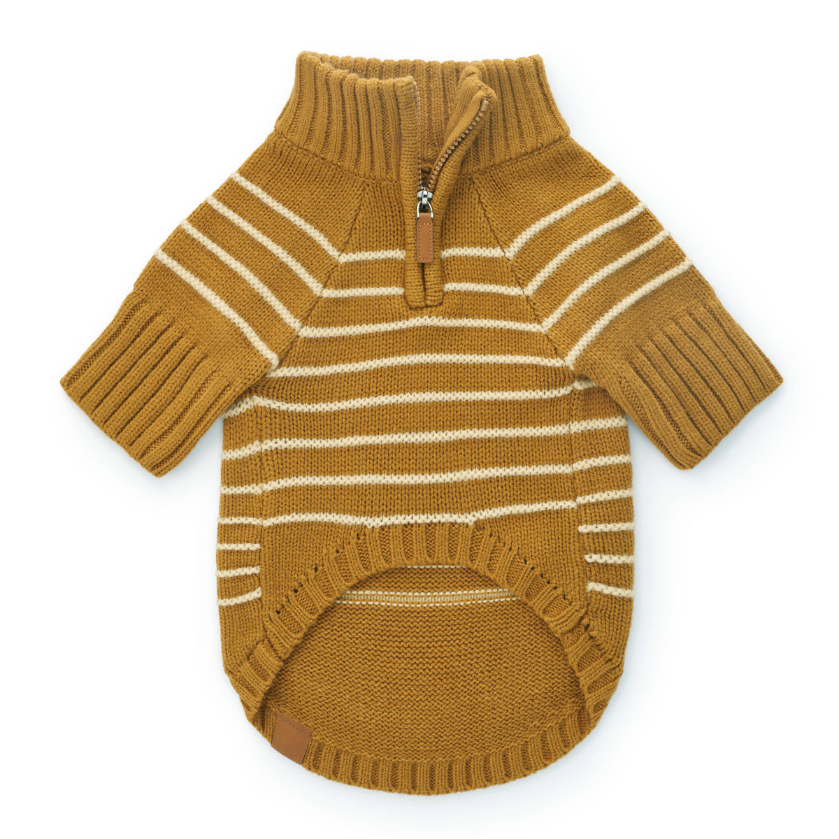 Mustard Stripe Quarter-Zip Sweater