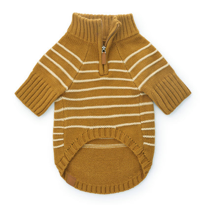 Mustard Stripe Quarter-Zip Sweater