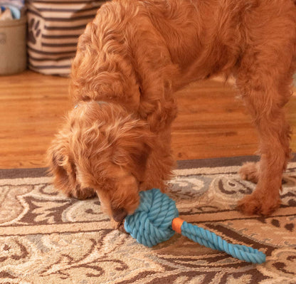 ThoozyPet Ball Tug Rope Blue 5"