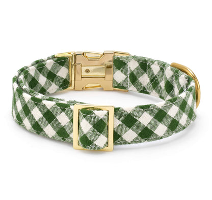 Foggy Dog Gingham Hunter Green Collar