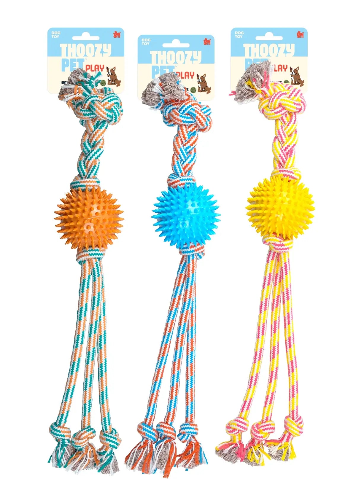 ThoozyPet Squid Tails Tug Spike Ball Orange