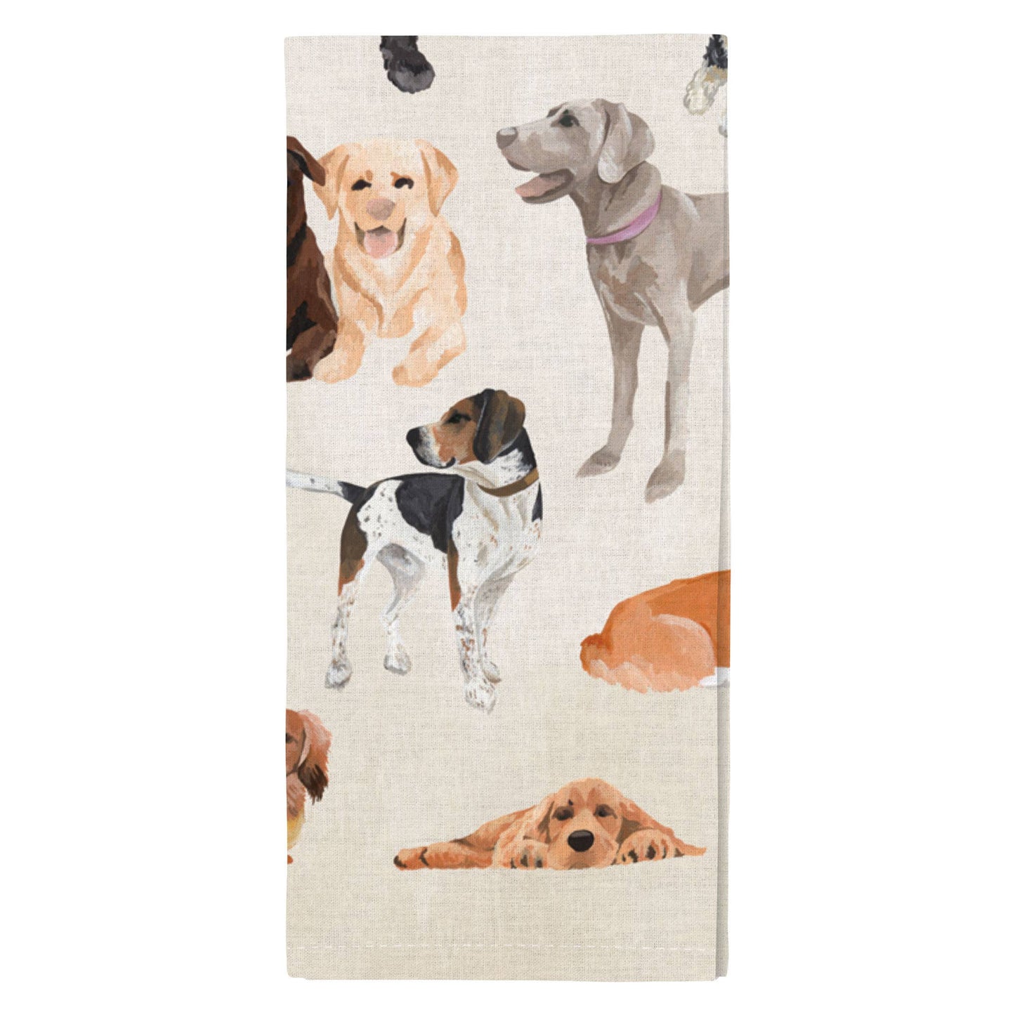 Furry Friends Dogs Tan Kitchen Towel