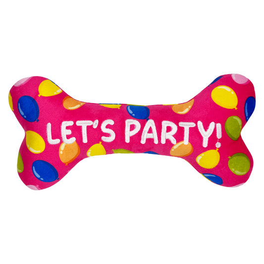 Party Time Bone Pink Dog Toy