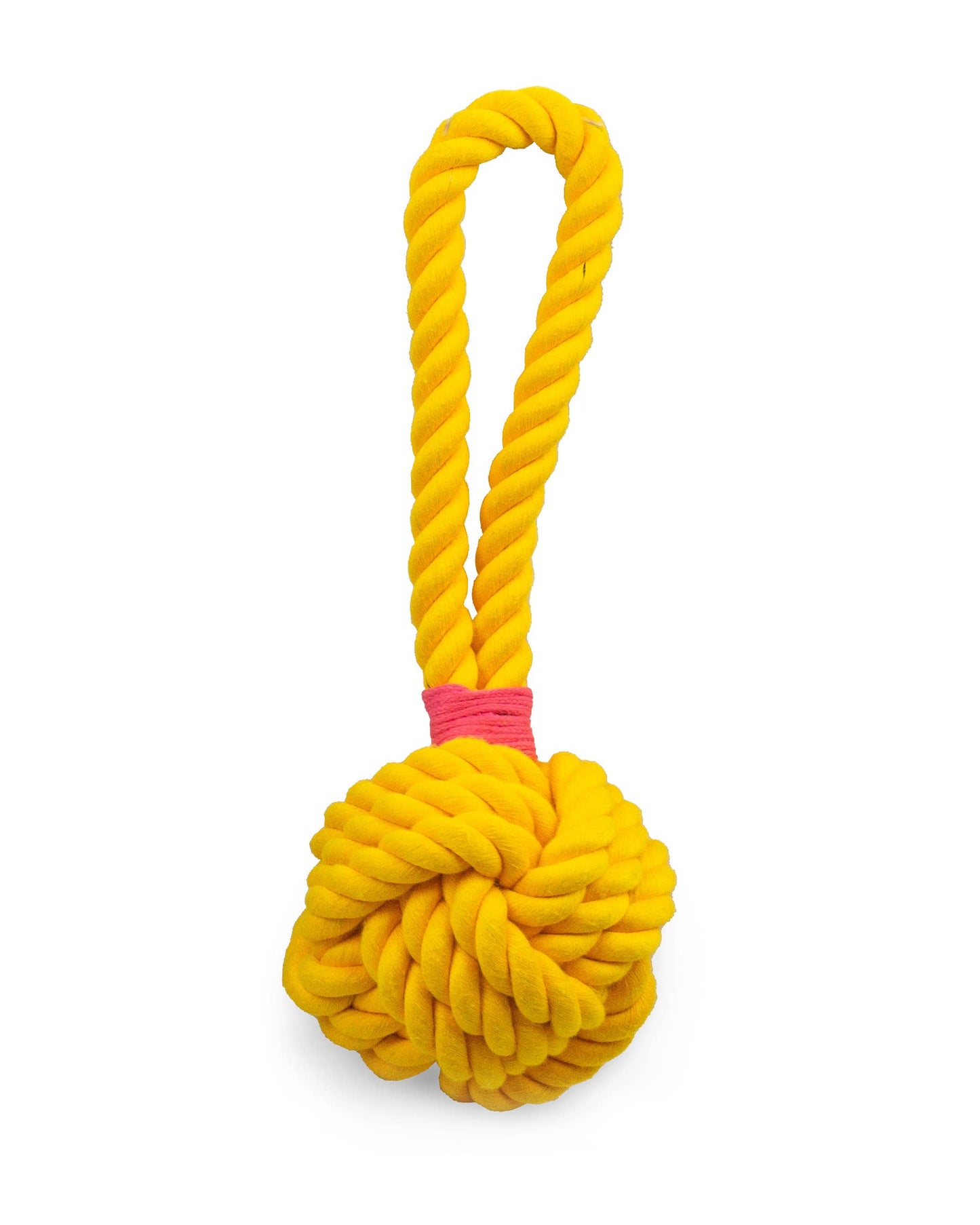 ThoozyPet Ball Tug Rope Yellow 5"
