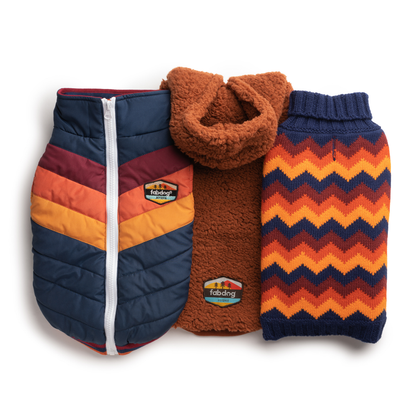 Chevron Dog Coat Navy