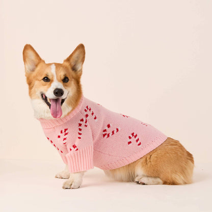Pink Candy Canes Dog Sweater