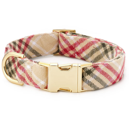 Foggy Dog Eggnog Plaid Flannel Collar