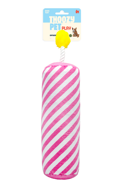 ThoozyPet Birthday Candle Pink w/ Rope 16"