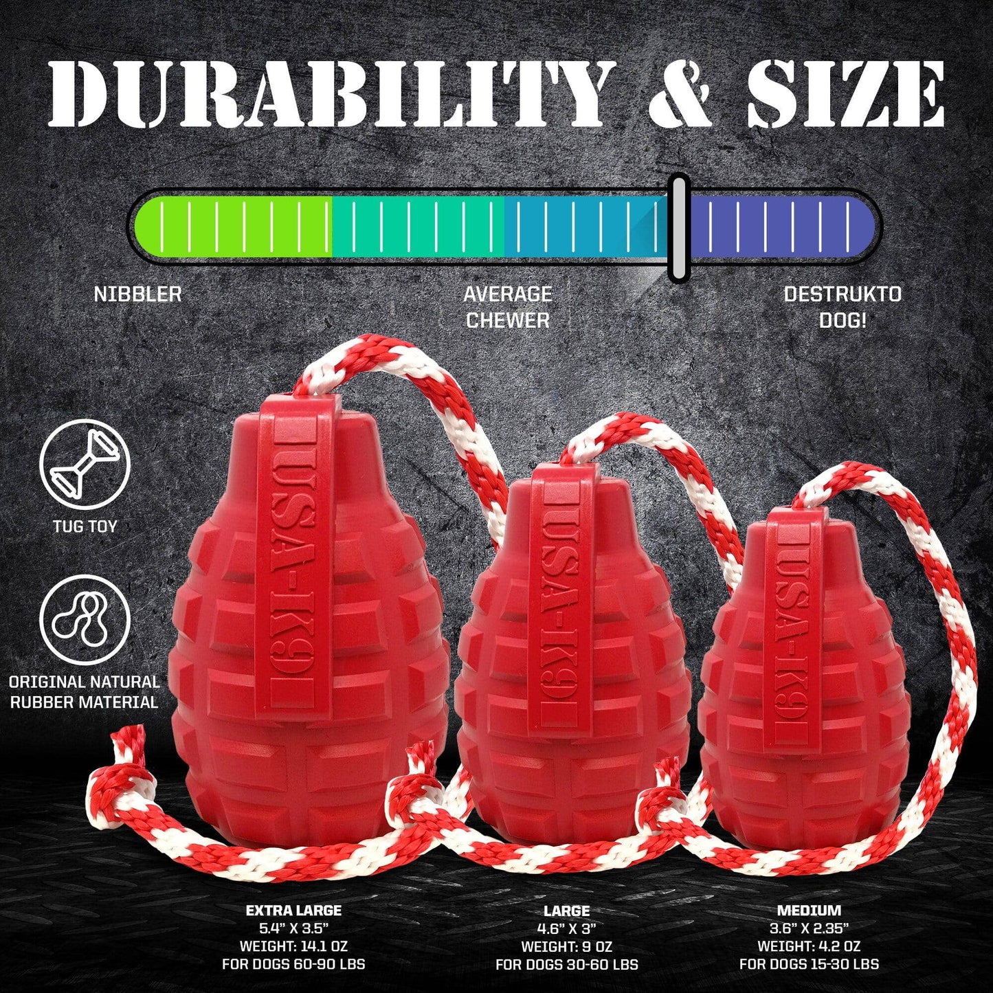 USA-K9 Grenade - Chew Toy - Reward Toy Red