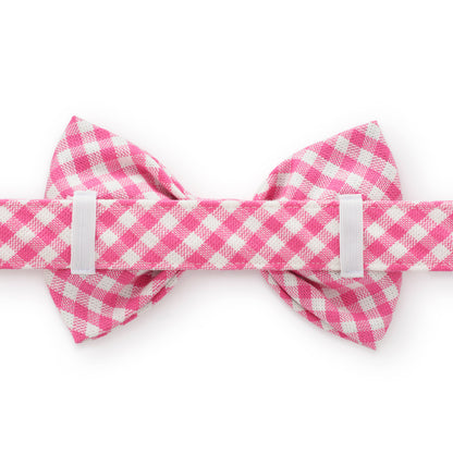 Hot Pink Gingham Dog Bow Tie