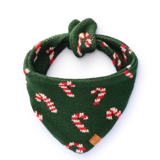 Foggy Dog Candy Cane Knit Holiday Bandana
