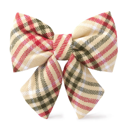 Foggy Dog Eggnog Plaid Flannel Bow