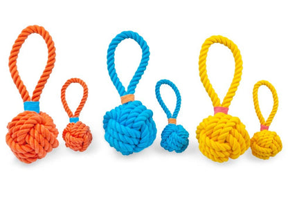 ThoozyPet Ball Tug Rope Blue 3"
