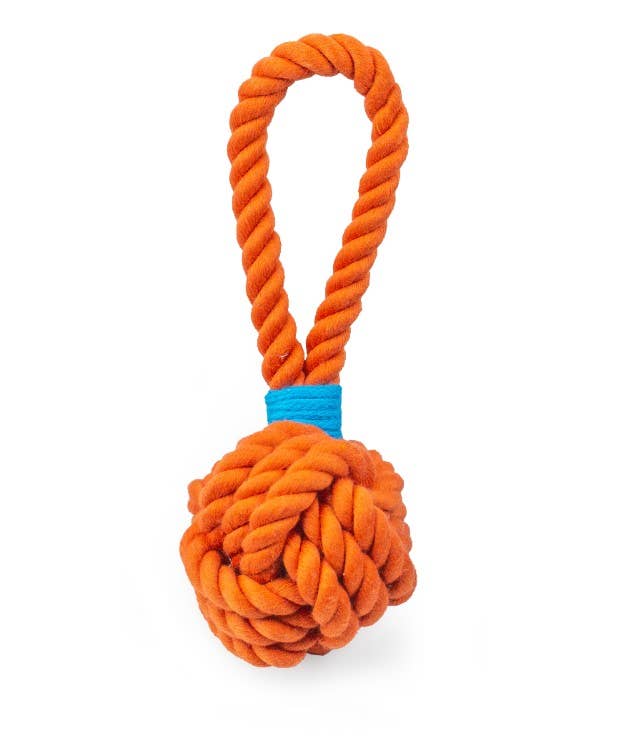 ThoozyPet Ball Tug Rope Orange 5"