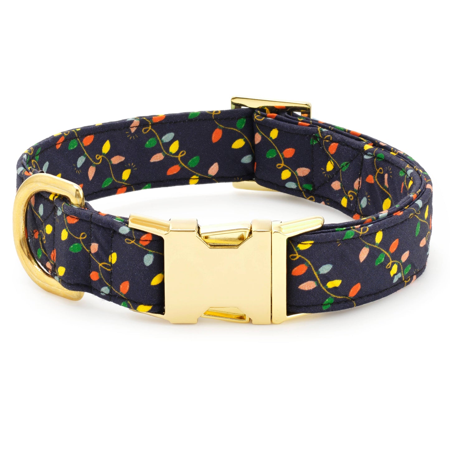Foggy Dog Holiday Lights Dog Collar