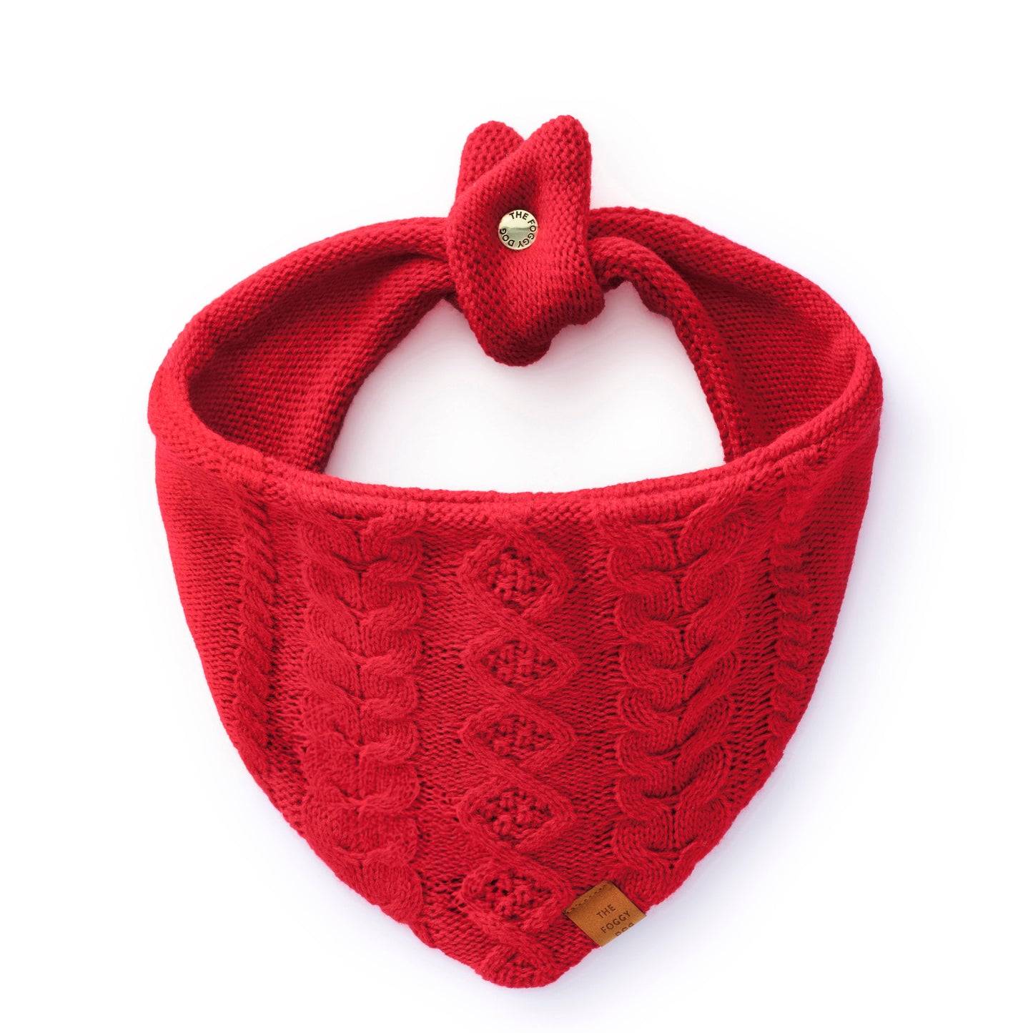 Foggy Dog Red Cable Knit Dog Bandana