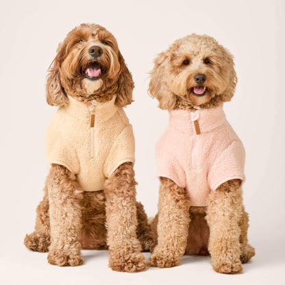 Wheat Quarter-Zip Sherpa Dog Jacket