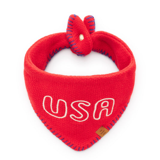 Red USA Knit Dog Bandana