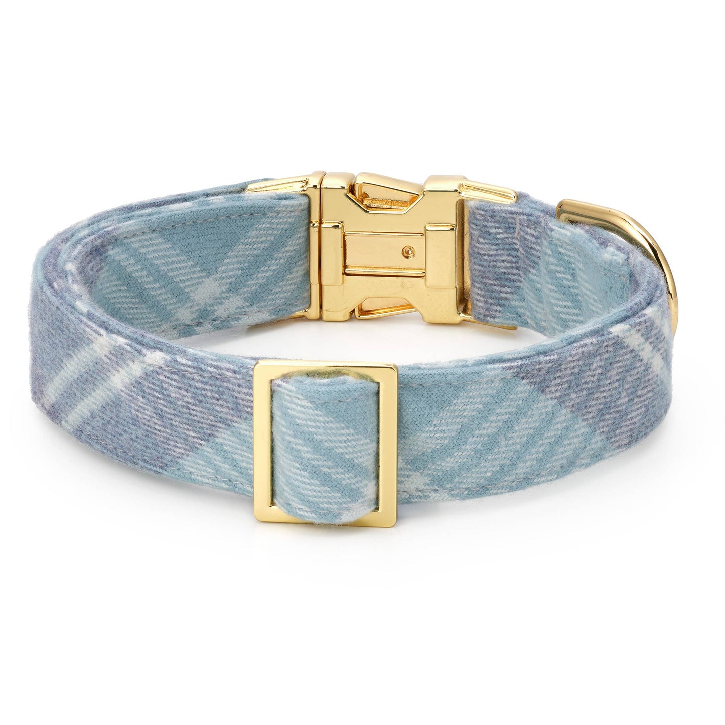 Foggy Dog Blue Frost Plaid Flannel Dog Collar