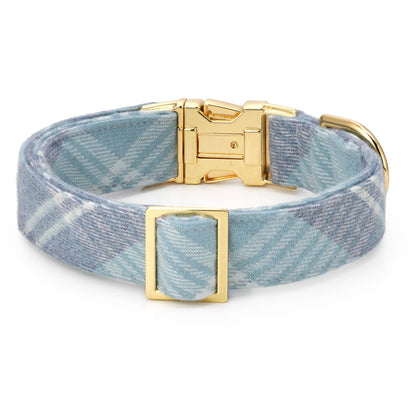 Foggy Dog Blue Frost Plaid Flannel Dog Collar