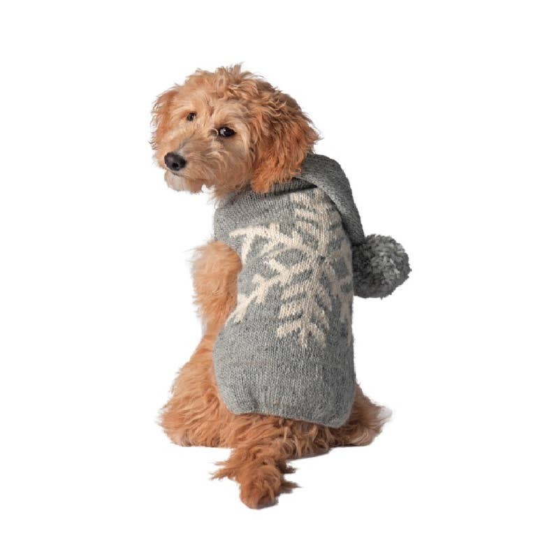 Grey Alpaca Snowflake Dog Sweater
