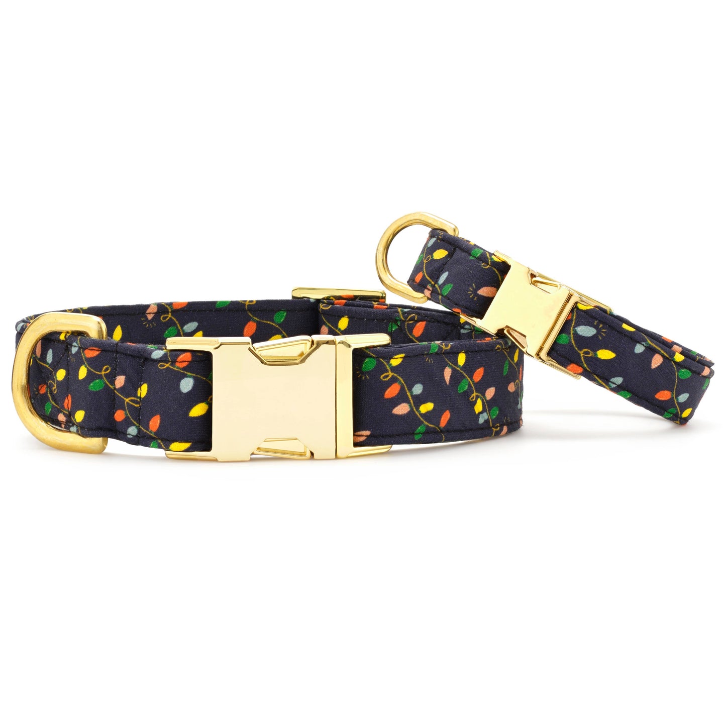 Foggy Dog Holiday Lights Dog Collar