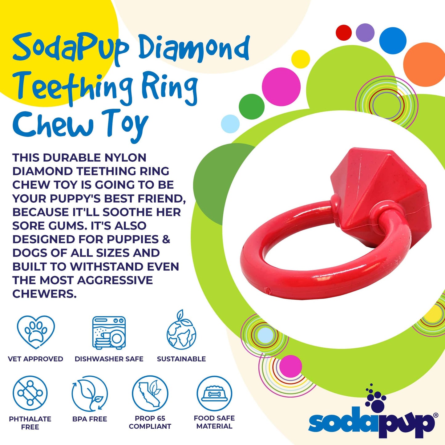 Diamond Ring Durable Nylon Teething Ring for Puppies