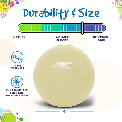 4" PUP-X Glow Ball Treat Dispenser - Glow in the Dark